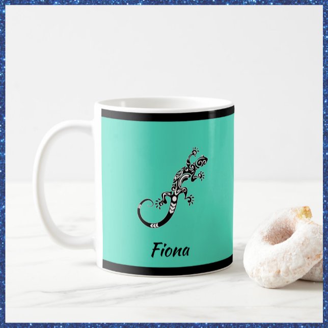 Sydvästra havets Grönt och Svarta Gecko Kaffemugg (Skapare uppladdad)