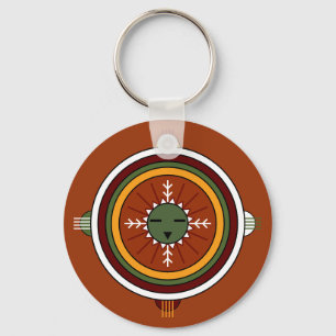 Sydvästra Hopi Native American Tribal Sol Ansikte Nyckelring