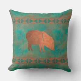 Sydvästra Javelina Mamma Copper Teal Mönster 20in Kudde