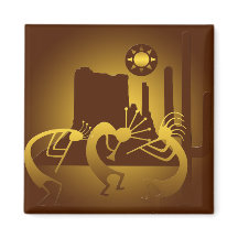 Sydvästra Kokopelli i Burgundy och Guld