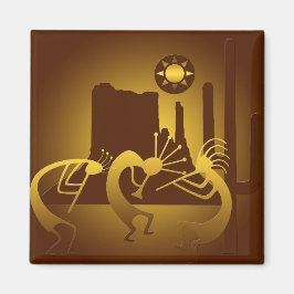 Sydvästra Kokopelli i Burgundy och Guld Magnet