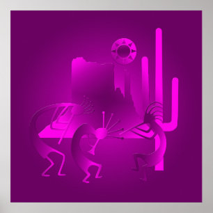 Sydvästra Kokopelli i Lila Poster