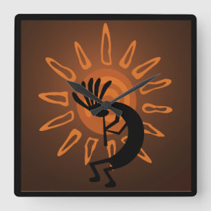 Sydvästra Kokopelli-klostret Sol Fyrkantig Klocka