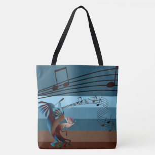 Sydvästra Kokopelli Music All-over-Print Lg Tote Tygkasse