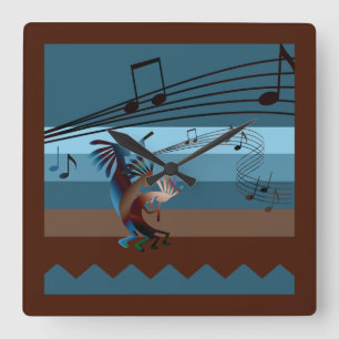 Sydvästra Kokopelli Music Clock Fyrkantig Klocka
