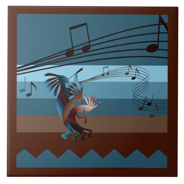 Sydvästra Kokopelli Music Large Tile Kakelplatta (Framsidan)