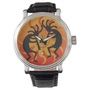Sydvästra Kokopelli Orange Black Tribal Sol Armbandsur