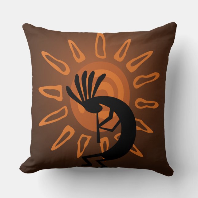 Sydvästra Kokopelli Sol Rustic Dekorativ kudde (Framsida)