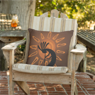 Sydvästra Kokopelli Sol Rustic Pillow Utomhuskudde