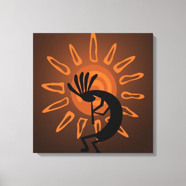 Sydvästra Kokopelli Sol Rustic Wrapped Canvas (Framsida)