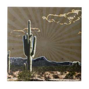 sydvästra konsten Desert succulo Saguaro Cactus Kakelplatta