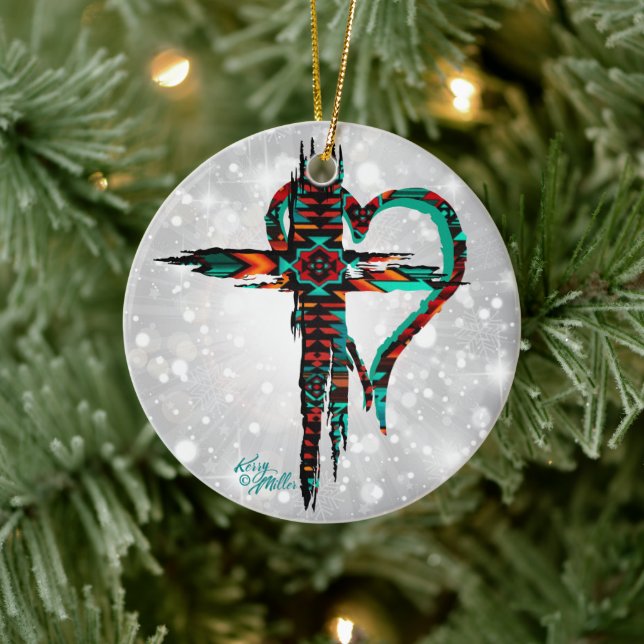 Sydvästra Kor och hjärt-julprydnad Julgransprydnad Keramik (Träd)