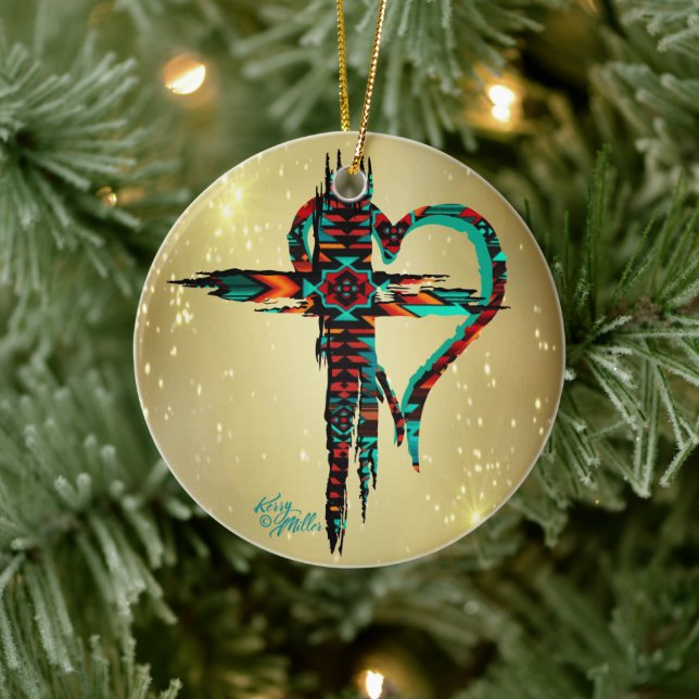 Sydvästra Kor och hjärt-julprydnad Julgransprydnad Keramik (Träd)