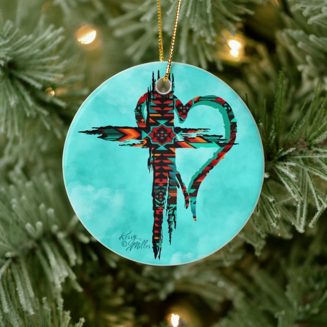 Sydvästra Kor och hjärt-julprydnad Julgransprydnad Keramik (Träd)