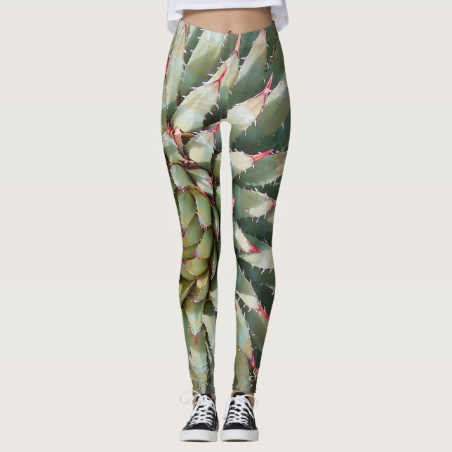 Sydvästra Leggings, Agave Grönt/Lila med Namn Leggings (Framsida)