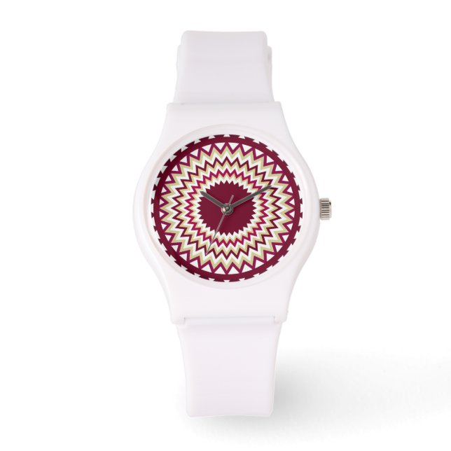 Sydvästra Maroon Zigzag Armbandsur (Framsida)