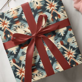 Sydvästra Modern Blue Adobe Mönster Presentpapper