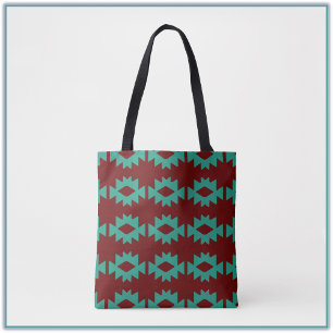Sydvästra Mönster-turkos Tote Bag Tygkasse