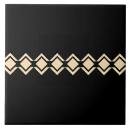 Sydvästra Native American Geometric Black och Tan Kakelplatta