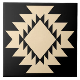 Sydvästra Native American Geometric Black och Tan Kakelplatta