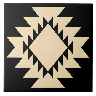Sydvästra Native American Geometric Black och Tan Kakelplatta