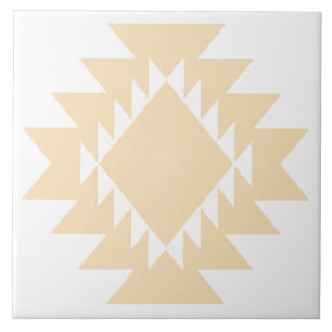 Sydvästra Native American Geometric White och Tan Kakelplatta