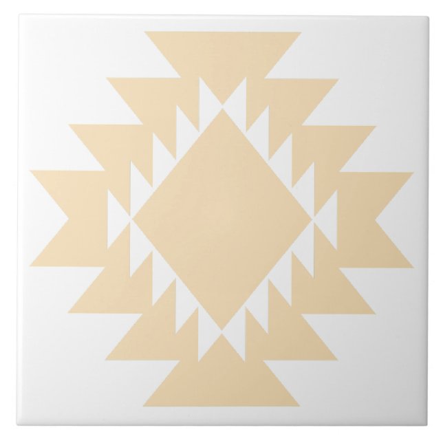 Sydvästra Native American Geometric White och Tan Kakelplatta (Framsidan)