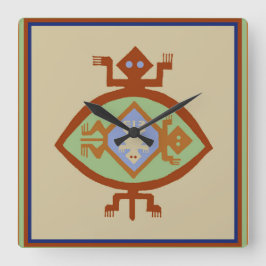 Sydvästra Native American Mimbres Turtle Clock Fyrkantig Klocka