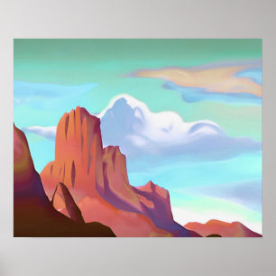 Sydvästra öknen med berg med minimal konst poster