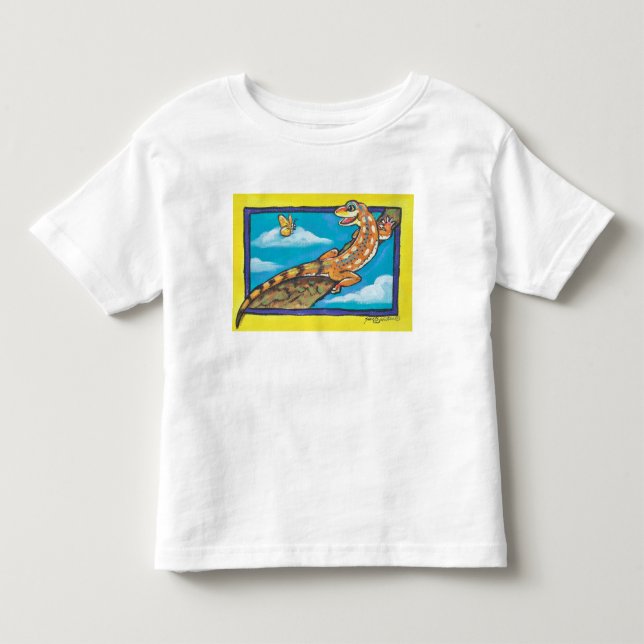 Sydvästra Orangen Lizard Butterfly T Shirt Humous (Framsida)