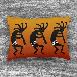 Sydvästra Orangen och Black Dancing Kokopelli Prydnadskudde