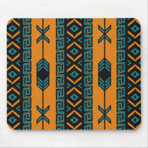 Sydvästra Orangen Turquise Tribal Aztec Design Musmatta