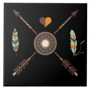 Sydvästra pilarna och Feathers Ceramic Tile Kakelplatta