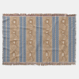 Sydvästra Pronghorn Antelopes Blue & Brown Gräns Filt