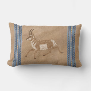 Sydvästra Pronghorn Running Antelope Blue Gräns Lumbarkudde