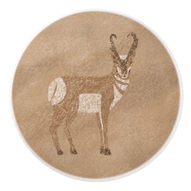 Sydvästra Pronghorn, stående Antelope Petroglyph Knopp (Framsidan)