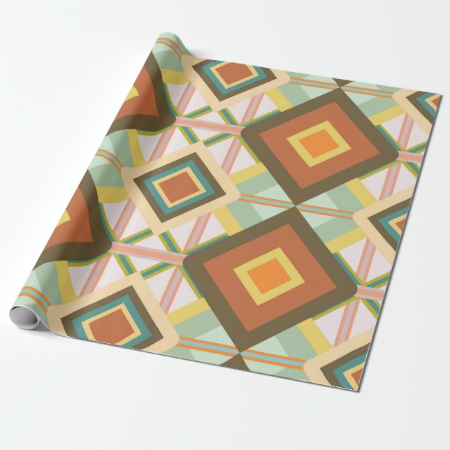 Sydvästra Retro Pop Art Diamonds Mönster Presentpapper (Utrullad)