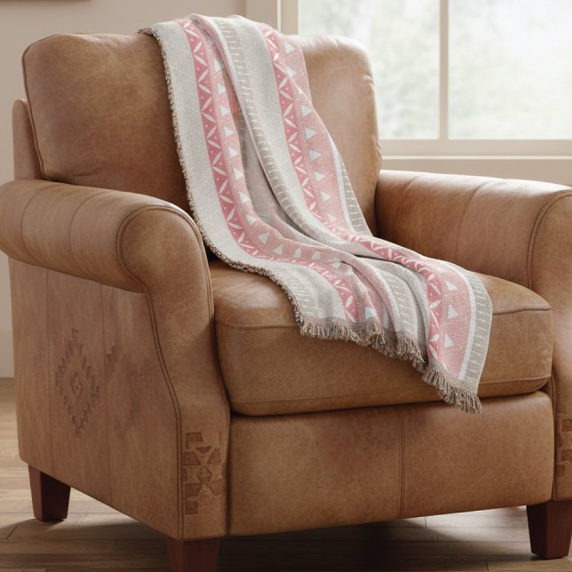 Sydvästra Ro Rosa Geometric Mönster Filt (Skapare uppladdad)