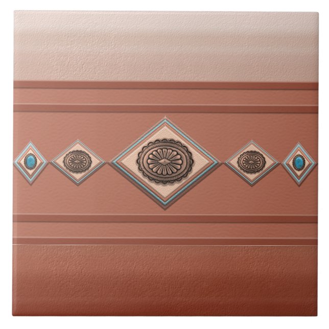 Sydvästra Sandstone Canyon och Coppery Conchos Kakelplatta (Framsidan)