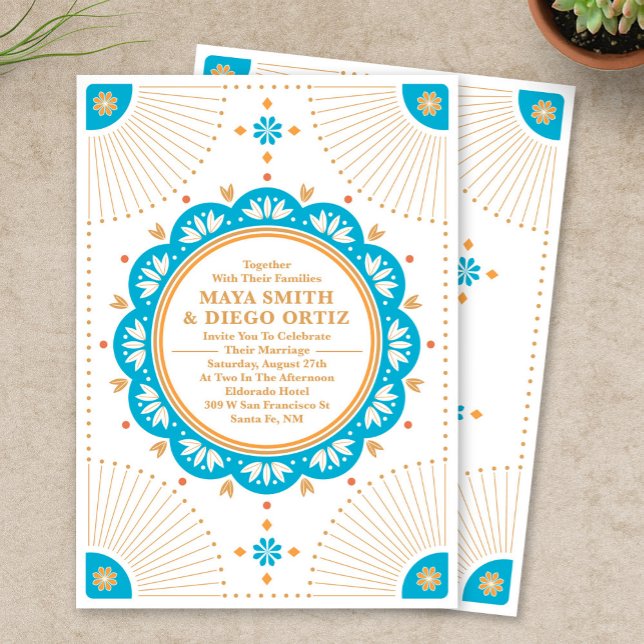 Sydvästra Santa Fe bröllopsinbjudan Inbjudningar (Southwestern Santa Fe Wedding Invitation)