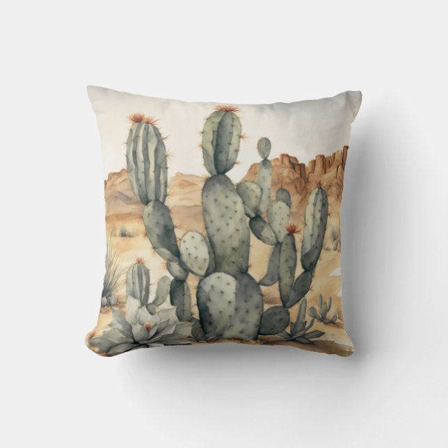 Sydvästra sergranaten Cactus Watercolor Decorative Kudde (Framsida)