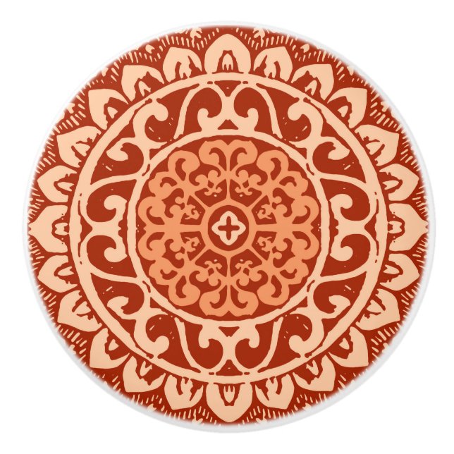 Sydvästra Sol Mandala Batik, korallOrangen Knopp (Framsidan)