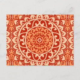 Sydvästra Sol Mandala Batik, korallOrangen Vykort