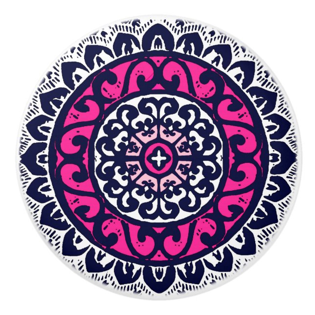 Sydvästra Sol Mandala, Fuchsia, flottan och vit Knopp (Framsidan)