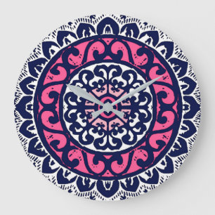 Sydvästra Sol Mandala, Fuchsia, flottan och vit Stor Klocka