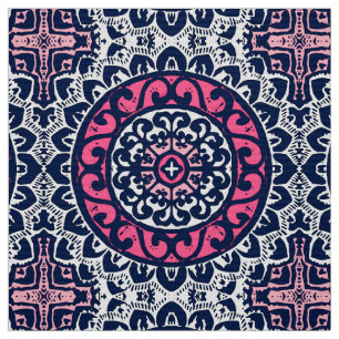 Sydvästra Sol Mandala, Fuchsia, flottan och vit Tyg