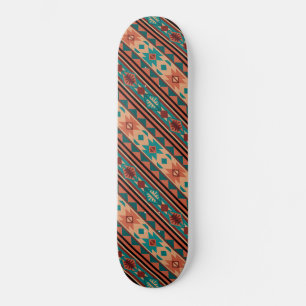 Sydvästra stammen Mönster Turquoise Terracotta Skateboard Bräda 21,5 Cm