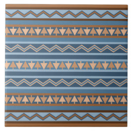 Sydvästra Stil Blue och Brown Geometric Mönster Kakelplatta