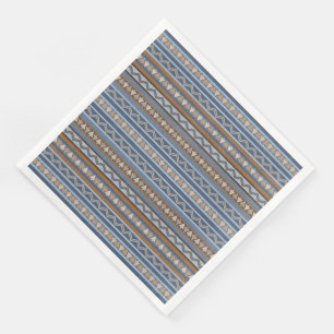 Sydvästra Stil Blue och Brown Geometric Mönster Pappersservett