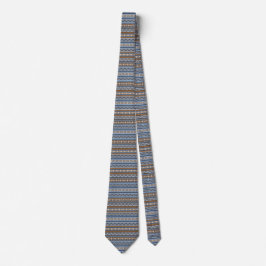 Sydvästra Stil Blue och Brown Geometric Mönster Slips